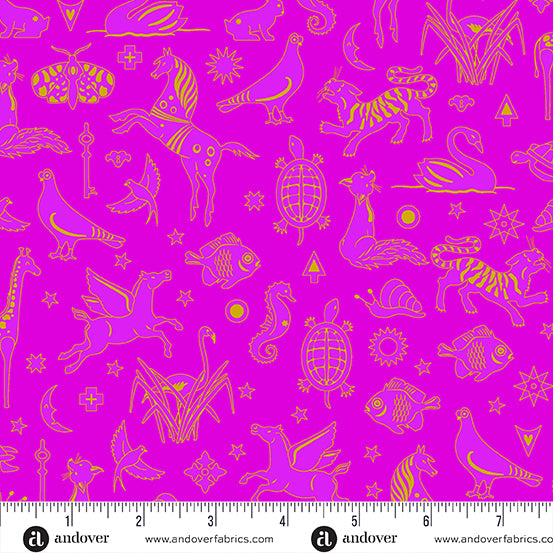 PREORDER - Postmark - Philately in Fuchsia - Alison Glass - A-1127-P - Half Yard