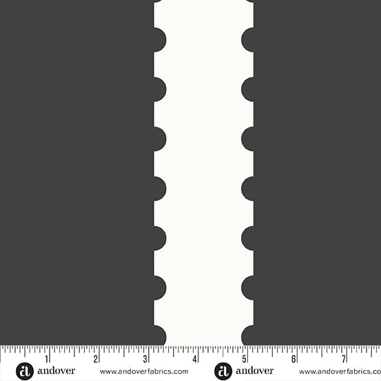 Cotton quilting fabric pattern called 'Stripe in Charcoal'. Part of the 'Stamp Stripe' fabric collection. Designed by Alison Glass for fabric company Andover Fabrics. SKU: A-1131-K. 44-45 inch width.
