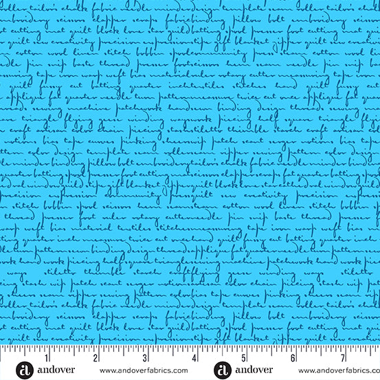 PREORDER - Scrawl - Quilty Words in Blue Howlite - Giucy Giuce - A-1214-B - Half Yard