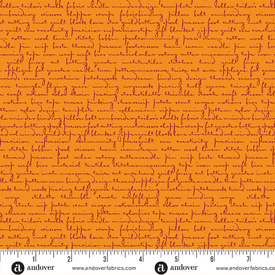 PREORDER - Scrawl - Quilty Words in Tangerine - Giucy Giuce - A-1214-O - Half Yard