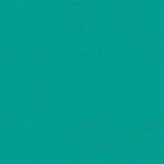 A closeup shot of the quilting fabric pattern called Lagoon Topography, designed by Alison Glass as part of the Sun Print 2023 collection. The SKU is A-556-T.