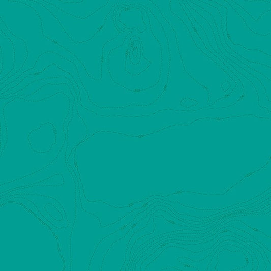 A closeup shot of the quilting fabric pattern called Lagoon Topography, designed by Alison Glass as part of the Sun Print 2023 collection. The SKU is A-556-T.