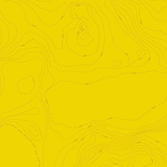 A closeup shot of the quilting fabric pattern called Lemon Topography, designed by Alison Glass as part of the Sun Print 2023 collection. The SKU is A-556-Y.