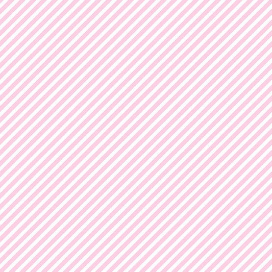 Cotton quilting fabric pattern called 'Bias Stripe in Light Pink'. Part of the 'Sweet Shoppe' fabric collection. Designed by Windham Fabrics for fabric company Windham Fabrics. SKU: A-9236-E. 44-45 inch width.