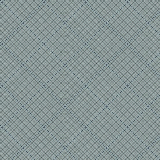 Cotton quilting fabric pattern called 'Gridlock in Mineral'. Part of the 'Fabrics from the Attic' fabric collection. Designed by Giucy Giuce for fabric company Andover Fabrics. SKU: A-9984-C. 44-45 inch width.