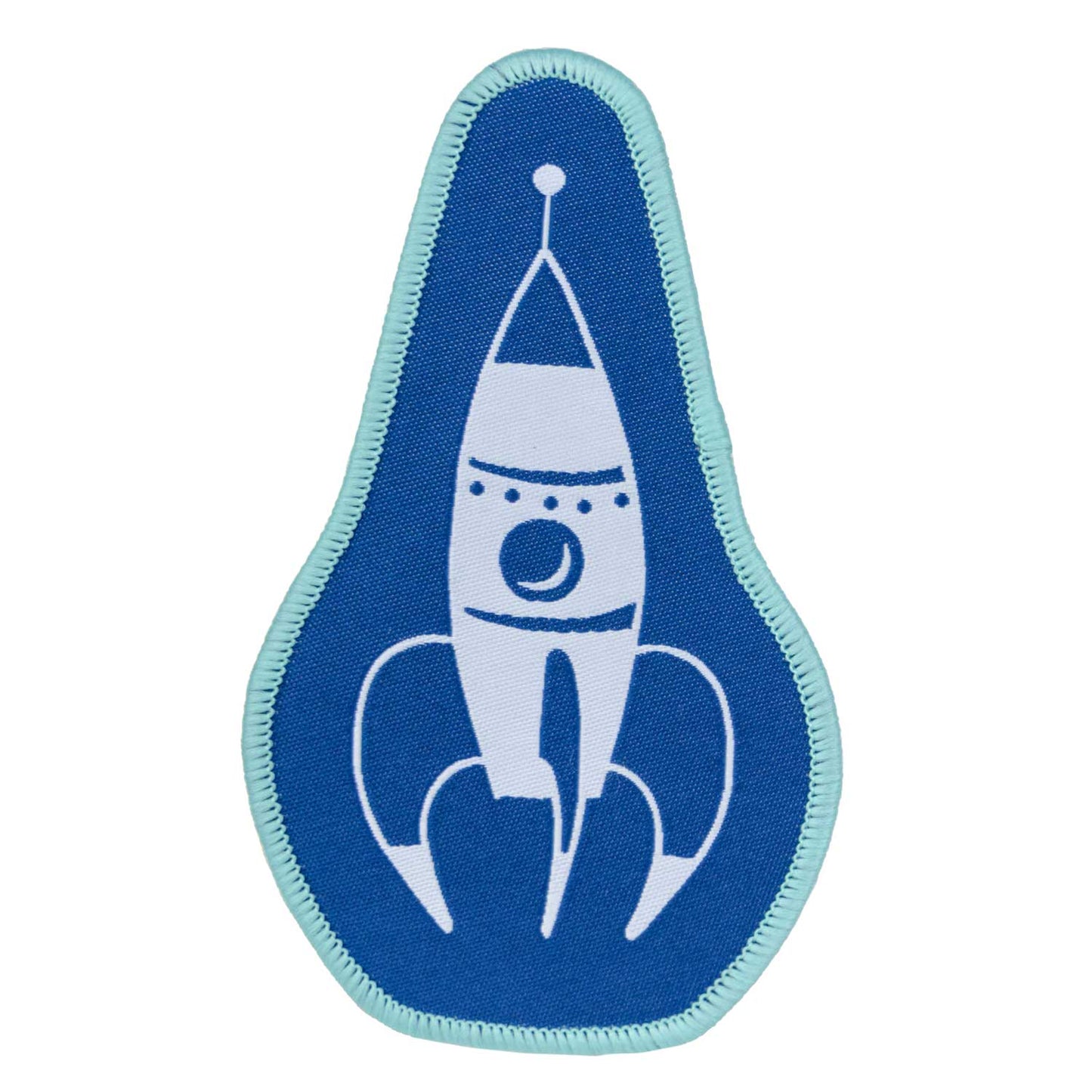 3, 2, 1... Blastoff - Blue Rocket - 61x106mm - Iron-on Applique Patch