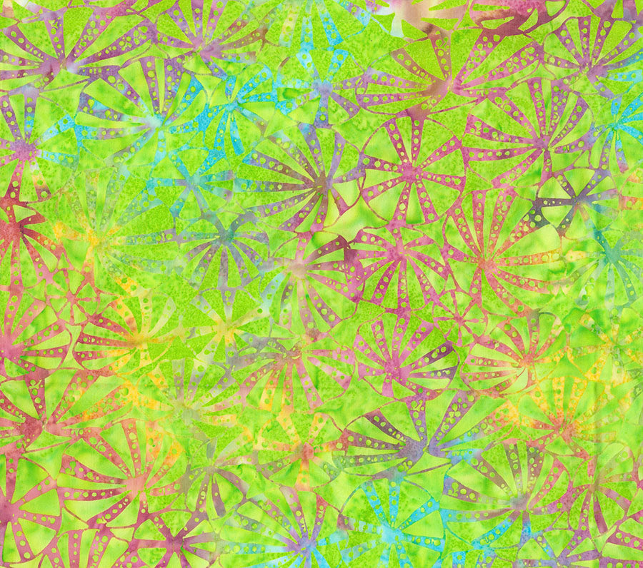 Sea Urchin in Lime Light quilting fabric, part of the Calypso fabric collection by Banyan Batiks (SKU: 82404-71)