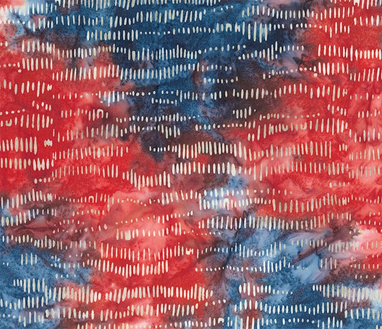 A closeup shot of the quilting fabric pattern called Stripes, designed by Scott Flanagan, in the patriot multi colorway. The SKU is 83553-46.