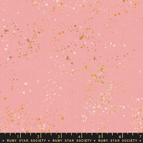 A closeup shot of the canvas fabric pattern called Speckled, designed by Rashida Coleman Hale, in the Balmy colorway. The SKU is RS11177 116L