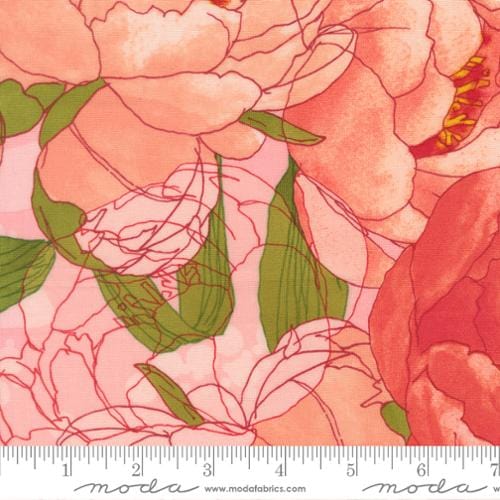 Darling Peony in Cotton Candy quilting fabric, part of the Darling Peony fabric collection by Robin Pickens (SKU: 48790 13)