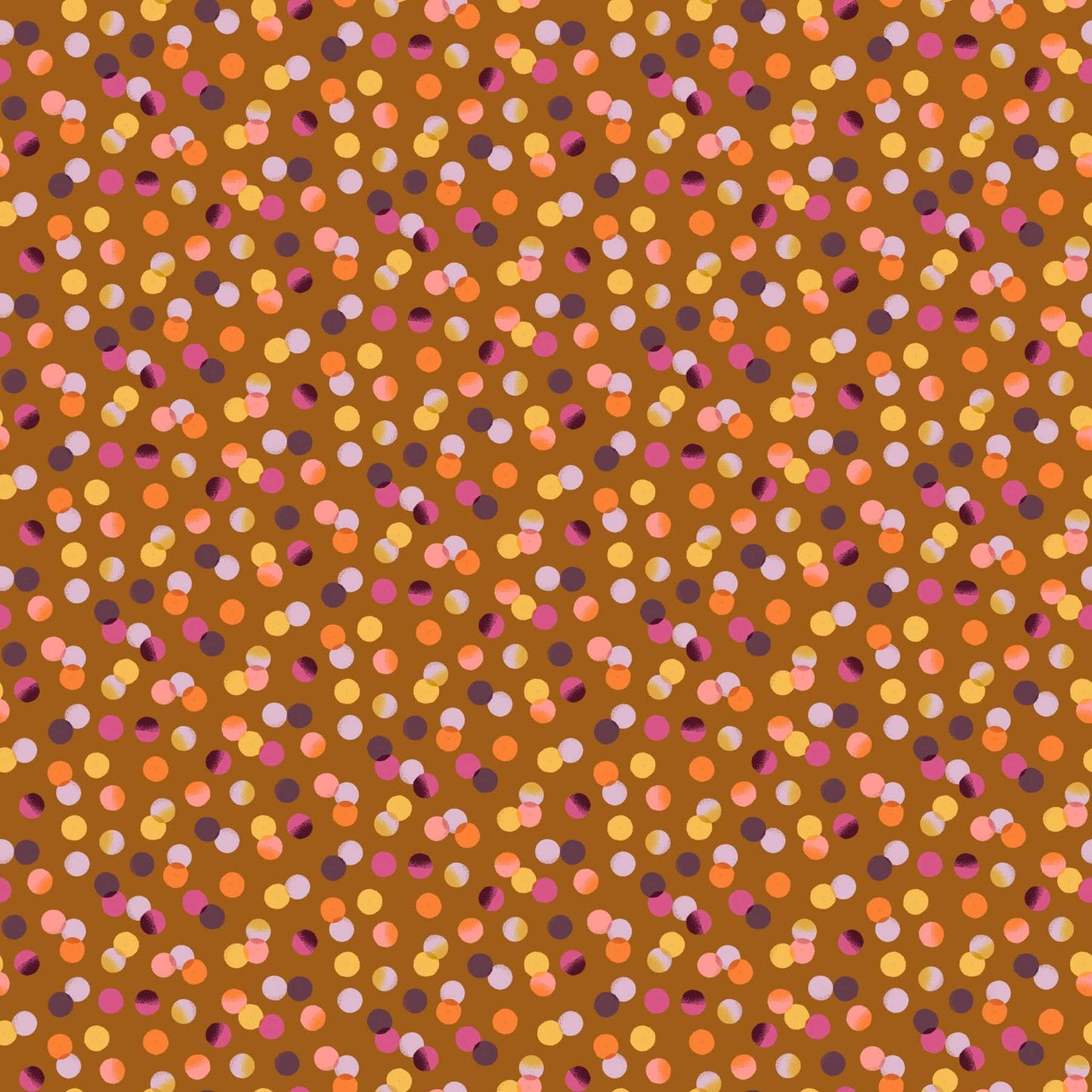 A closeup shot of the quilting fabric pattern called Dots, designed by Josephine Kimberling, in the ochre colorway. The SKU is 91061-50.