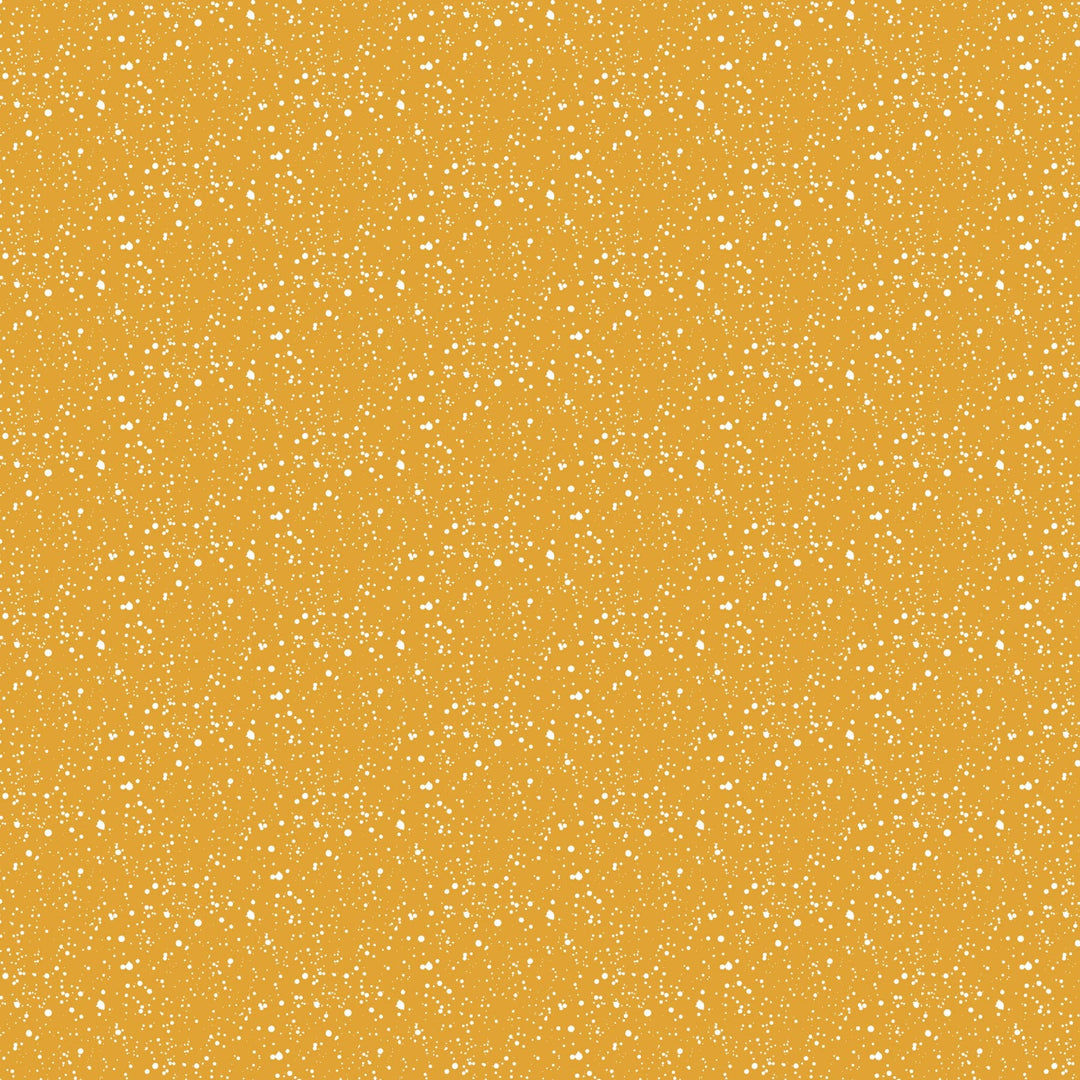A closeup shot of the quilting fabric pattern called Splatter, designed by Josephine Kimberling, the ochre colorway. The SKU is 91063-50.
