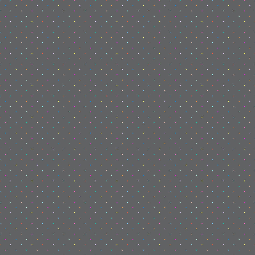 A closeup shot of the quilting fabric pattern called Ditsy Dots, designed by Ghazal Razavi. The SKU is 92091-95.