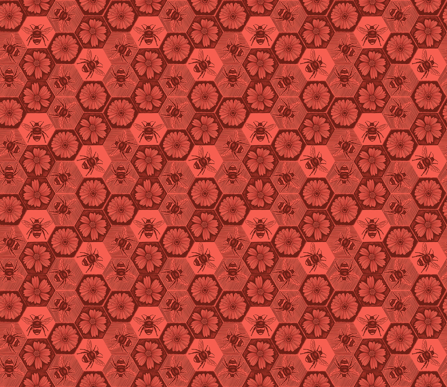 Busy in Coral quilting fabric, part of the Indelible Ink fabric collection by Anna Maria Textiles (SKU: AMT1005-38V)