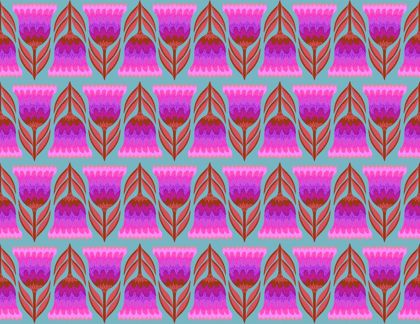 A closeup shot of the quilting fabric pattern called Celosia, designed by Anna Maria Horner, in the amber colorway. The SKU is AMT130-83C.