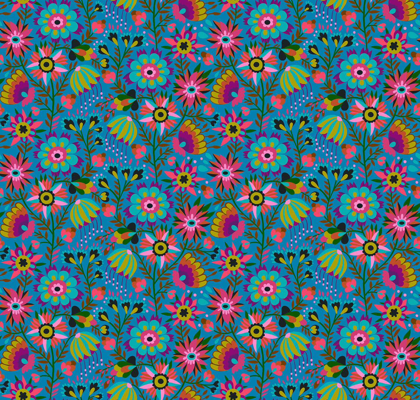 Charmed in Azul quilting fabric, part of the Allegory fabric collection by Anna Maria Textiles (SKU: AMT142-42L)