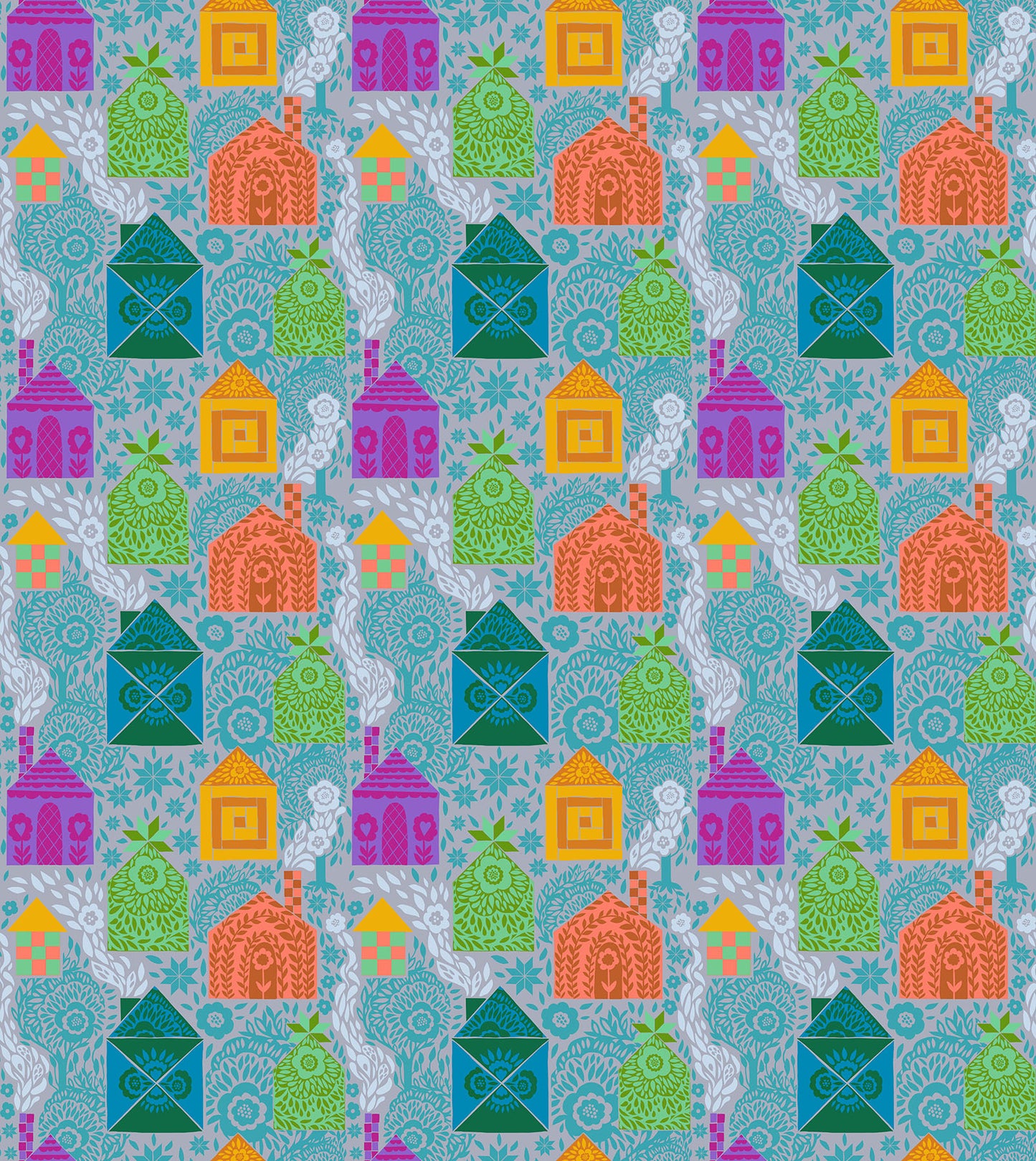 Storybook in Pigeon quilting fabric, part of the Allegory fabric collection by Anna Maria Textiles (SKU: AMT146-47V)