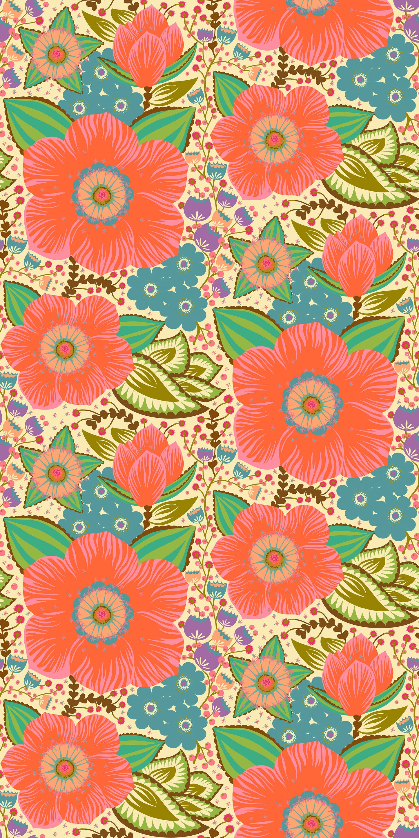 Honorable in Coral quilting fabric, part of the Overdressed fabric collection by Anna Maria Textiles (SKU: AMT149-12V)