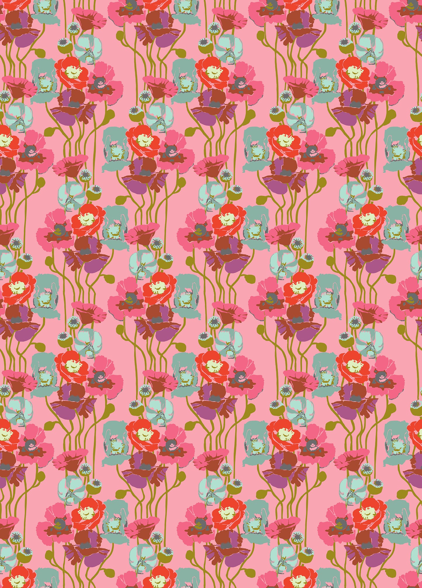 Pouring Poppies in Haze quilting fabric, part of the Overdressed fabric collection by Anna Maria Textiles (SKU: AMT151-23V)