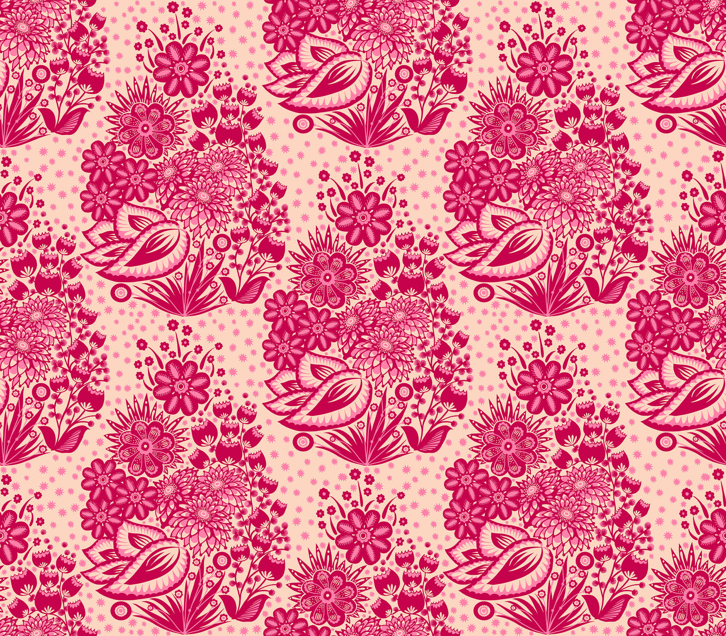 Totem in Red quilting fabric, part of the Overdressed fabric collection by Anna Maria Textiles (SKU: AMT152-25L)