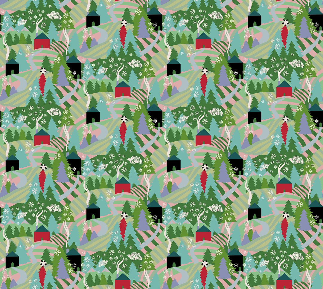 Flurry in Morning quilting fabric, part of the Cozy Christmas fabric collection by Anna Maria Parry (SKU: AMT161-72V)