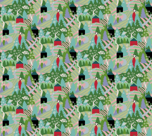 Flurry in Morning quilting fabric, part of the Cozy Christmas fabric collection by Anna Maria Parry (SKU: AMT161-72V)