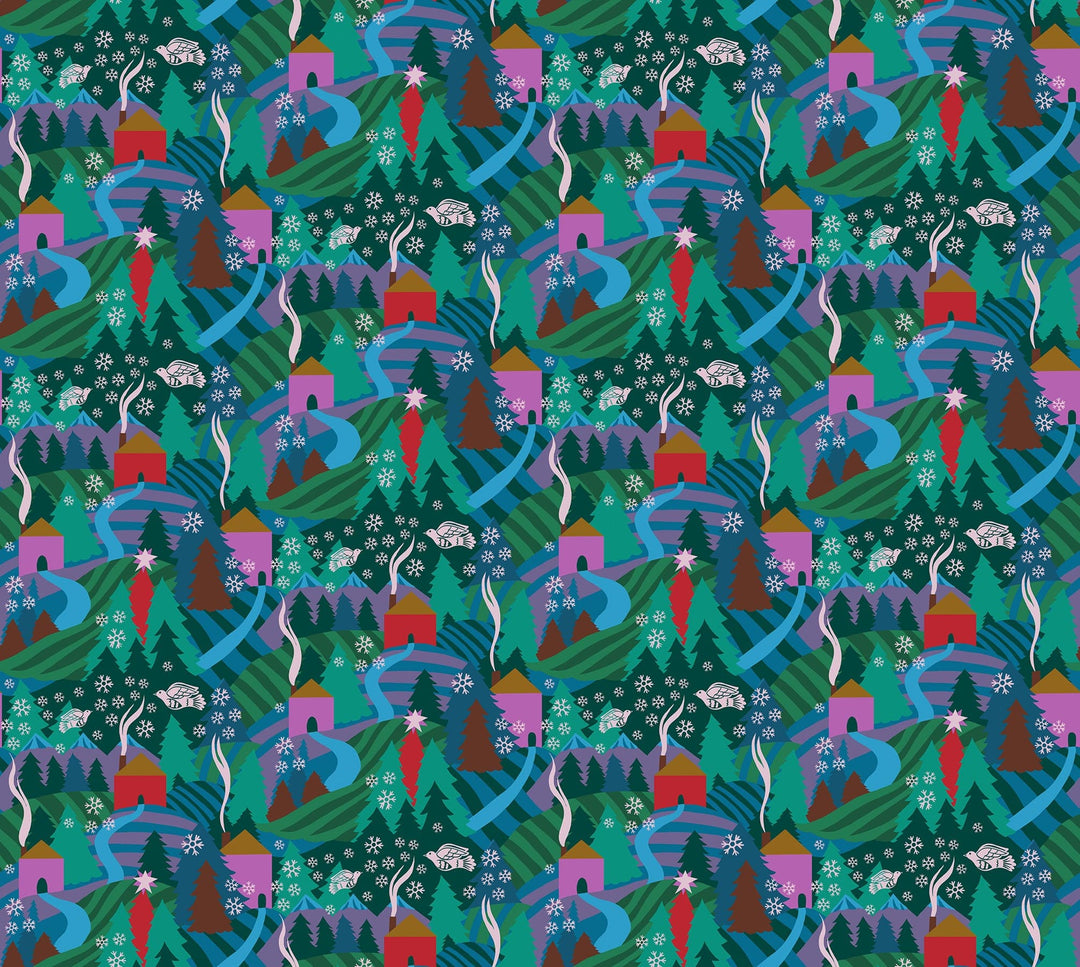 Flurry in Evening quilting fabric, part of the Cozy Christmas fabric collection by Anna Maria Parry (SKU: AMT161-75C)