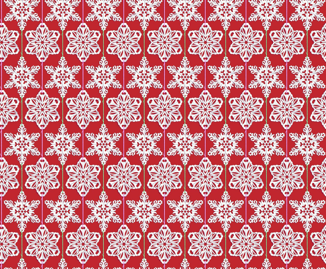 Paperflakes in Red Hot quilting fabric, part of the Cozy Christmas fabric collection by Anna Maria Parry (SKU: AMT162-25C)