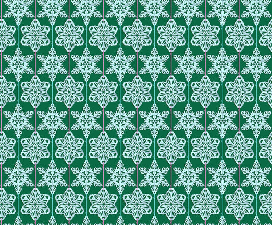 Paperflakes in Mint quilting fabric, part of the Cozy Christmas fabric collection by Anna Maria Parry (SKU:AMT162-74L)