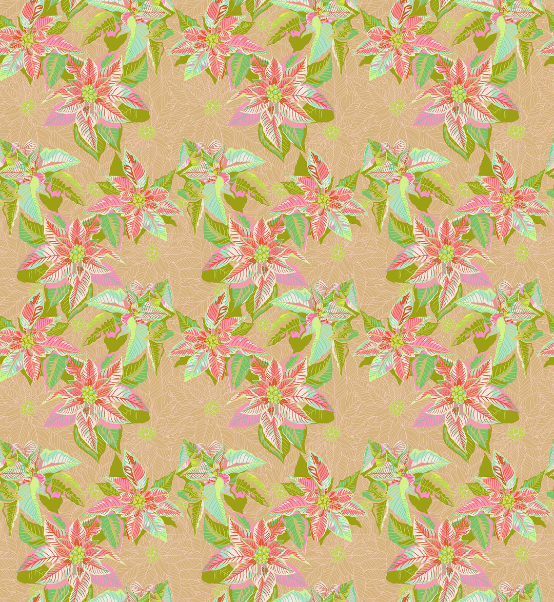 Poinsettia in Fresh quilting fabric, part of the Cozy Christmas fabric collection by Anna Maria Parry (SKU: AMT166-56V)