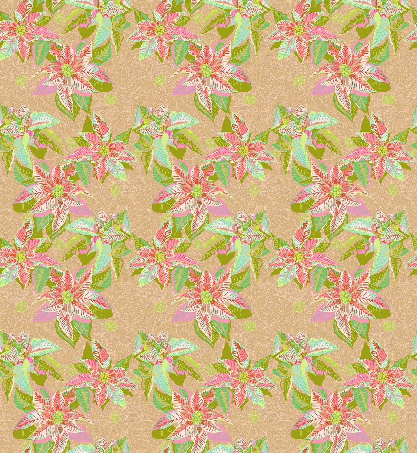 Poinsettia in Fresh quilting fabric, part of the Cozy Christmas fabric collection by Anna Maria Parry (SKU: AMT166-56V)