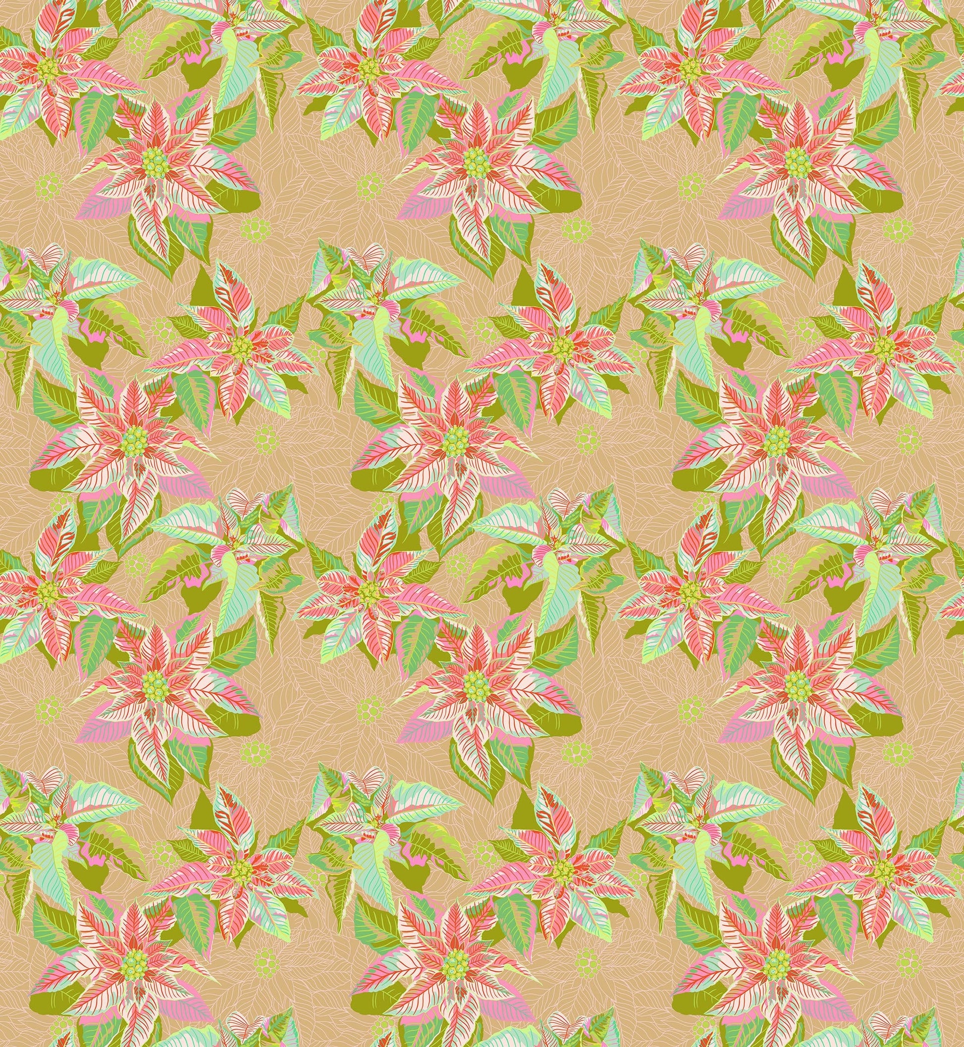 Poinsettia in Fresh quilting fabric, part of the Cozy Christmas fabric collection by Anna Maria Parry (SKU: AMT166-56V)