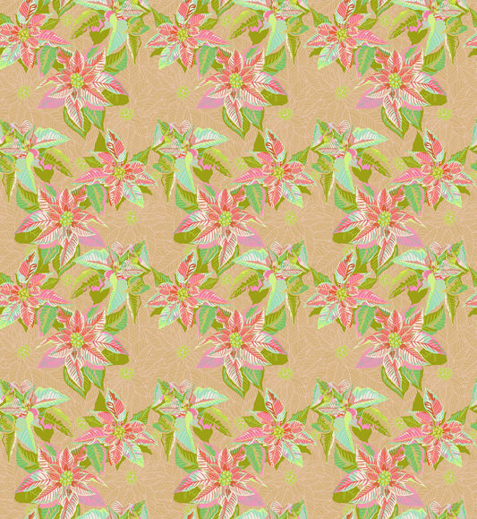 Poinsettia in Fresh quilting fabric, part of the Cozy Christmas fabric collection by Anna Maria Parry (SKU: AMT166-56V)