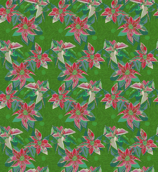 Poinsettia in Housewarming quilting fabric, part of the Cozy Christmas fabric collection by Anna Maria Parry (SKU: AMT166-72C)