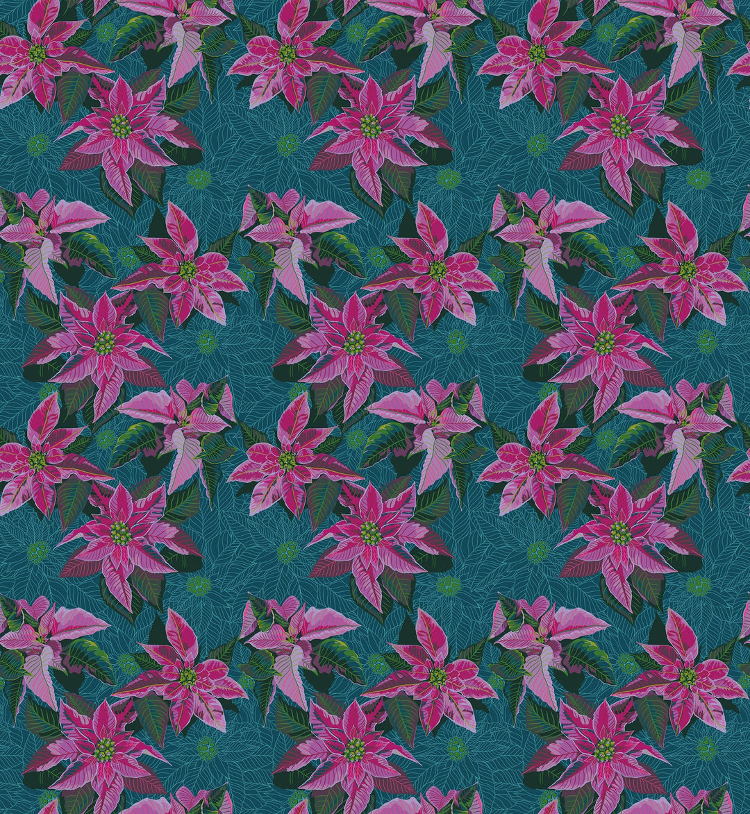 Poinsettia in Flourish quilting fabric, part of the Cozy Christmas fabric collection by Anna Maria Parry (SKU: AMT166-74L)