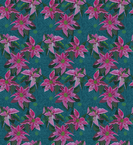 Poinsettia in Flourish quilting fabric, part of the Cozy Christmas fabric collection by Anna Maria Parry (SKU: AMT166-74L)