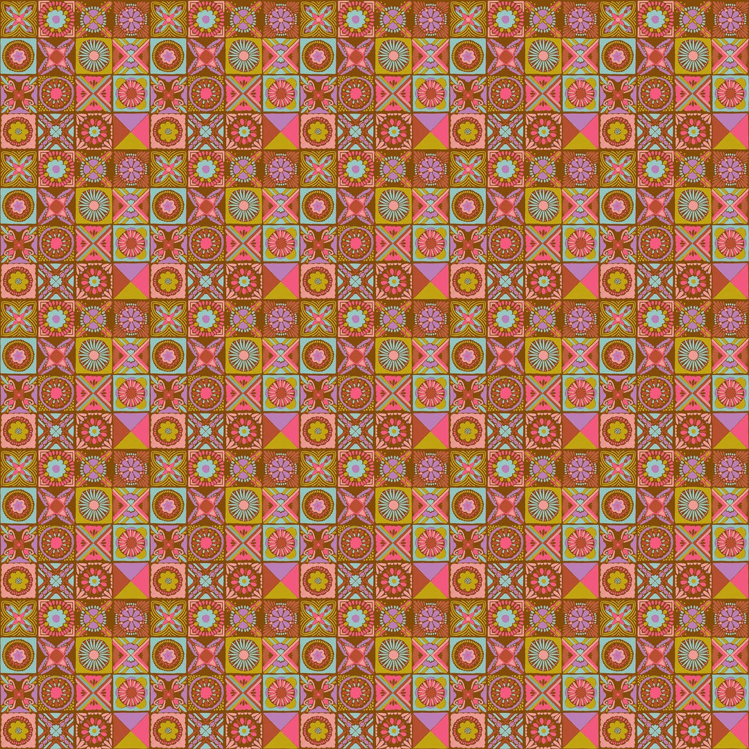 Cottage Kitchen in Rust quilting fabric, part of the Rhapsody fabric collection by Anna Maria Parry (SKU: AMT168-37C)