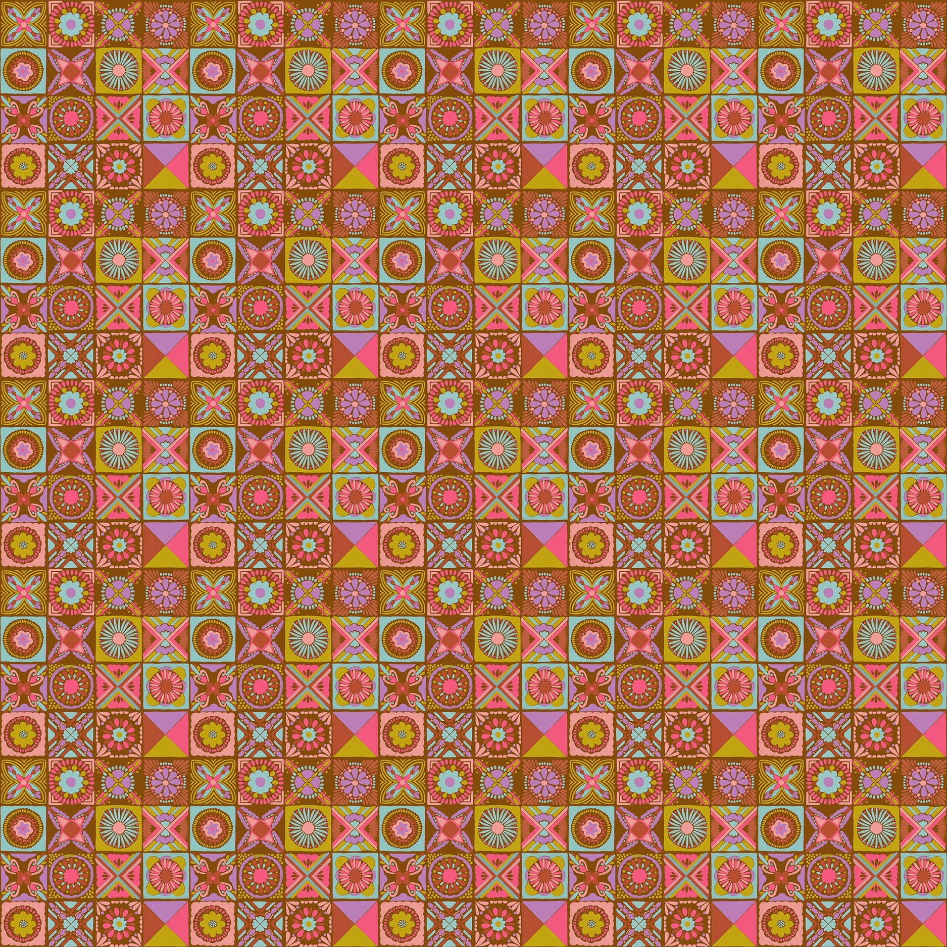 Cottage Kitchen in Rust quilting fabric, part of the Rhapsody fabric collection by Anna Maria Parry (SKU: AMT168-37C)