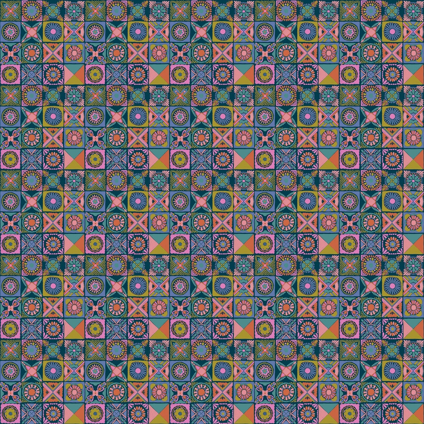 Cottage Kitchen in Navy quilting fabric, part of the Rhapsody fabric collection by Anna Maria Parry (SKU: AMT168-47L)