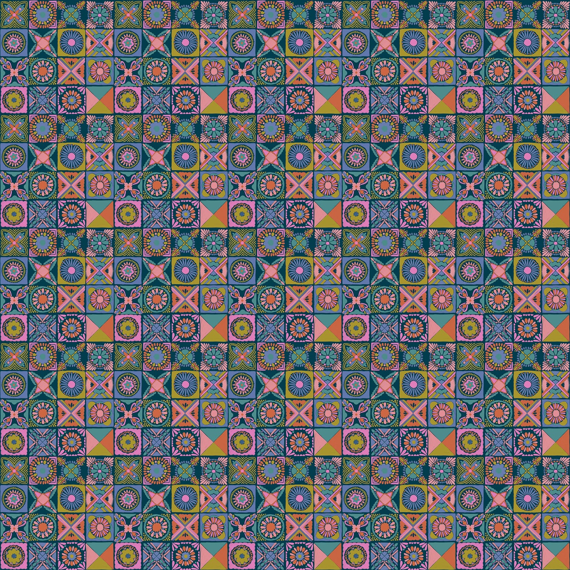 Cottage Kitchen in Navy quilting fabric, part of the Rhapsody fabric collection by Anna Maria Parry (SKU: AMT168-47L)