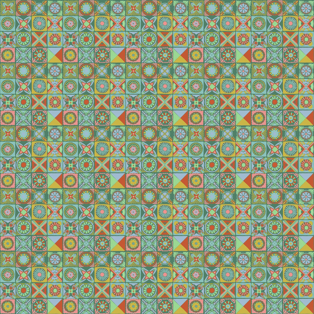 Cottage Kitchen in Jade quilting fabric, part of the Rhapsody fabric collection by Anna Maria Parry (SKU: AMT168-74V)