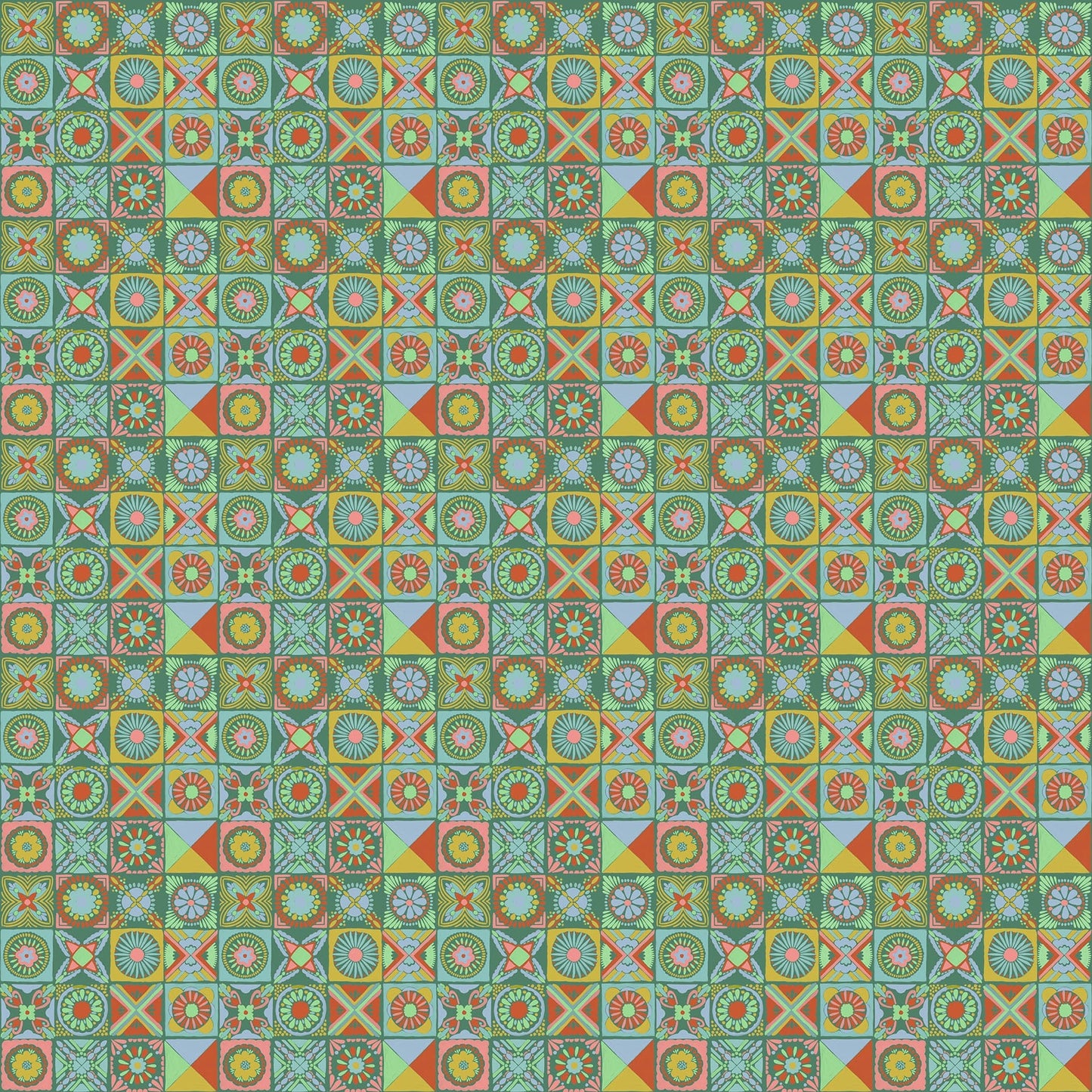 Cottage Kitchen in Jade quilting fabric, part of the Rhapsody fabric collection by Anna Maria Parry (SKU: AMT168-74V)