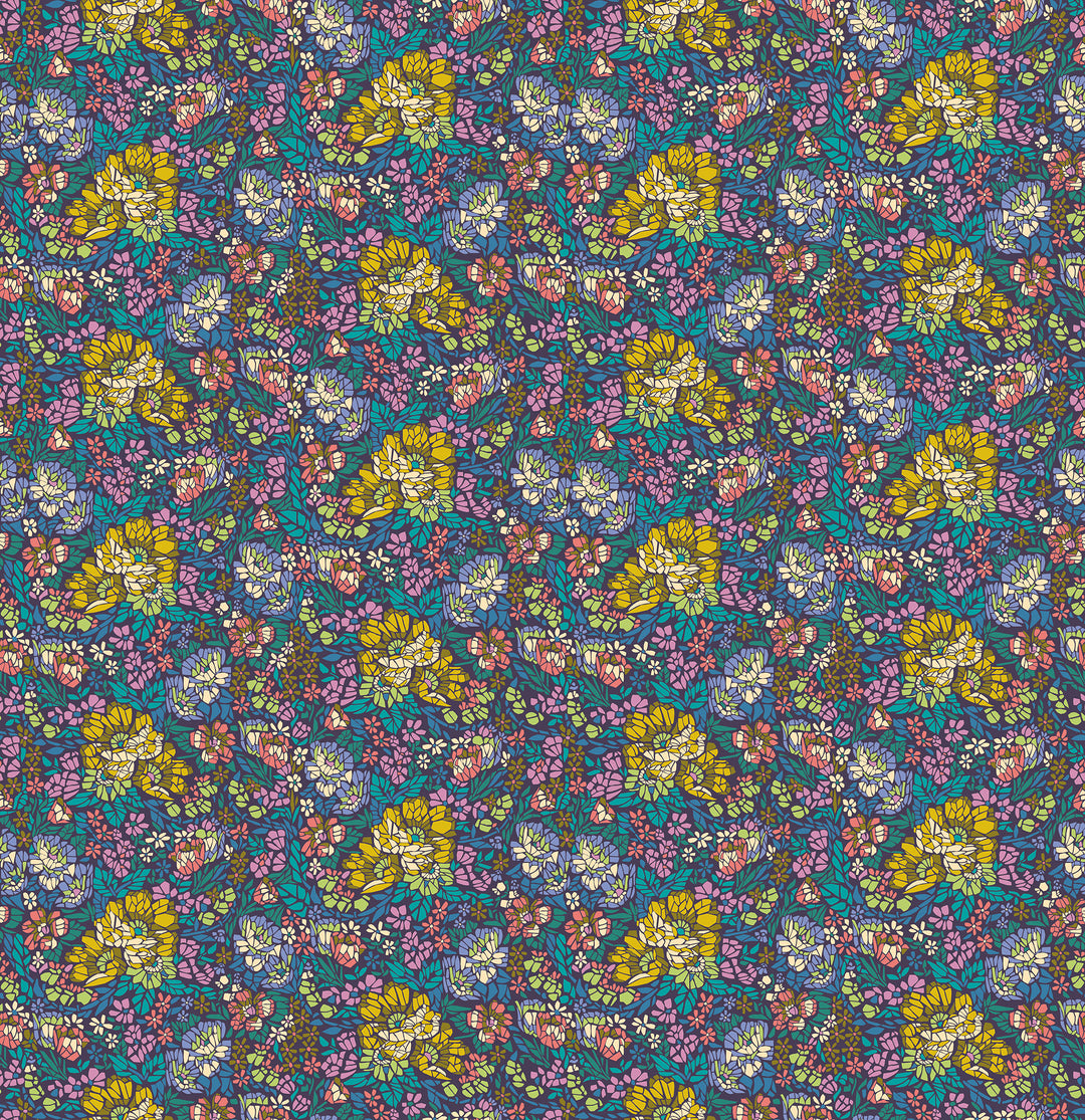 Mosaic in Ocean quilting fabric, part of the Rhapsody fabric collection by Anna Maria Parry (SKU: AMT169-62C)