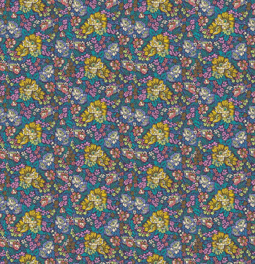 Mosaic in Ocean quilting fabric, part of the Rhapsody fabric collection by Anna Maria Parry (SKU: AMT169-62C)