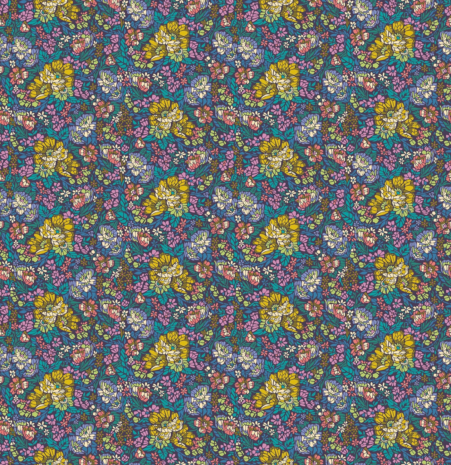 Mosaic in Ocean quilting fabric, part of the Rhapsody fabric collection by Anna Maria Parry (SKU: AMT169-62C)