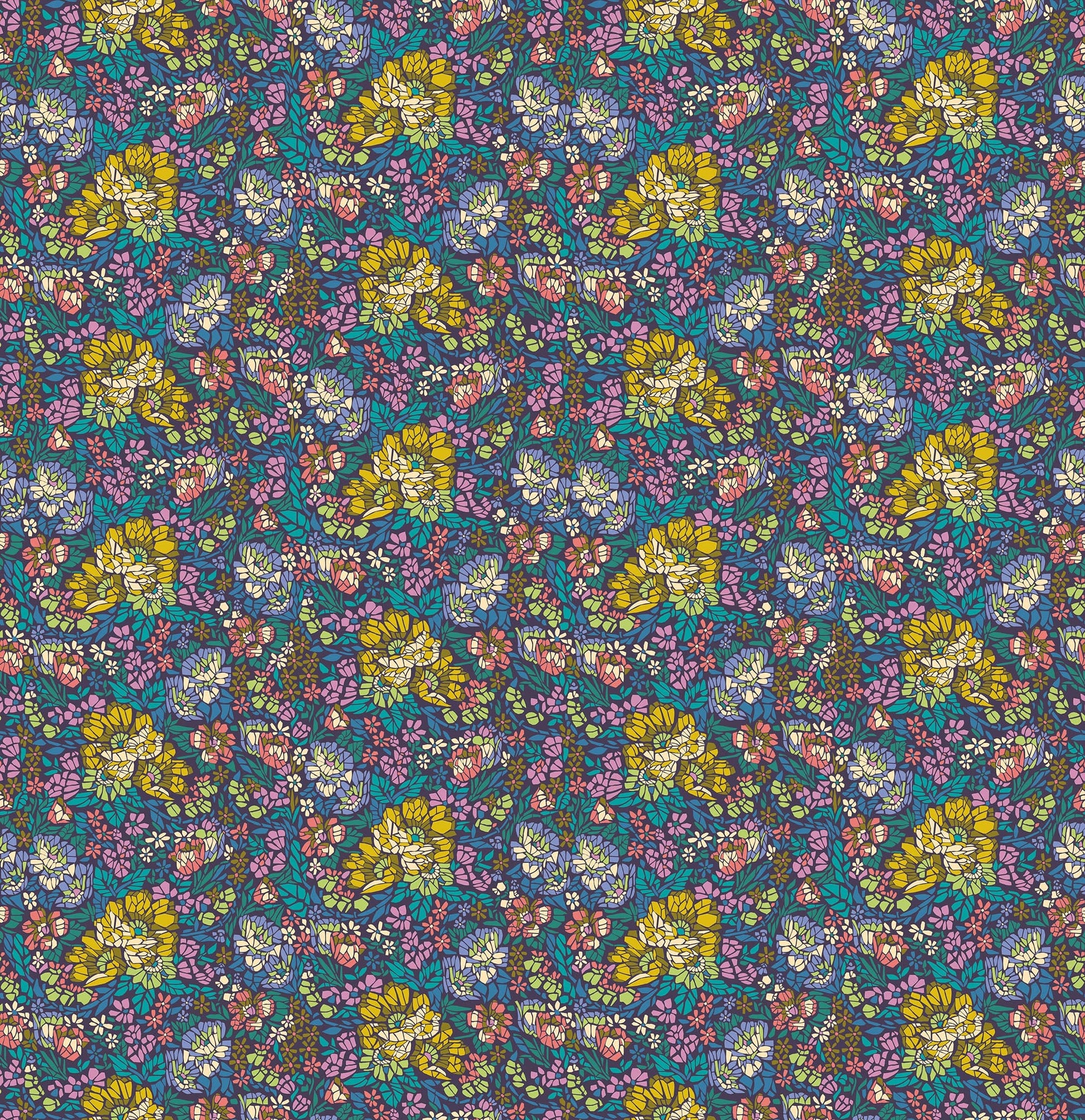 Mosaic in Ocean quilting fabric, part of the Rhapsody fabric collection by Anna Maria Parry (SKU: AMT169-62C)