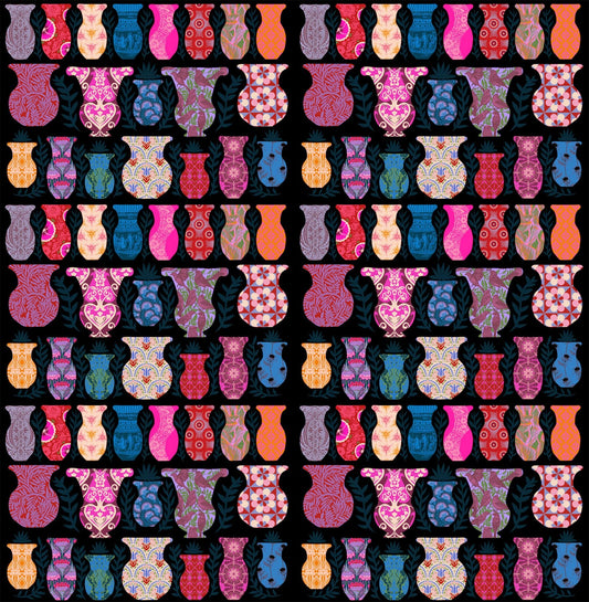 Anniversary Vases quilting fabric, part of the Rhapsody fabric collection by Anna Maria Parry (SKU: AMT173-99)