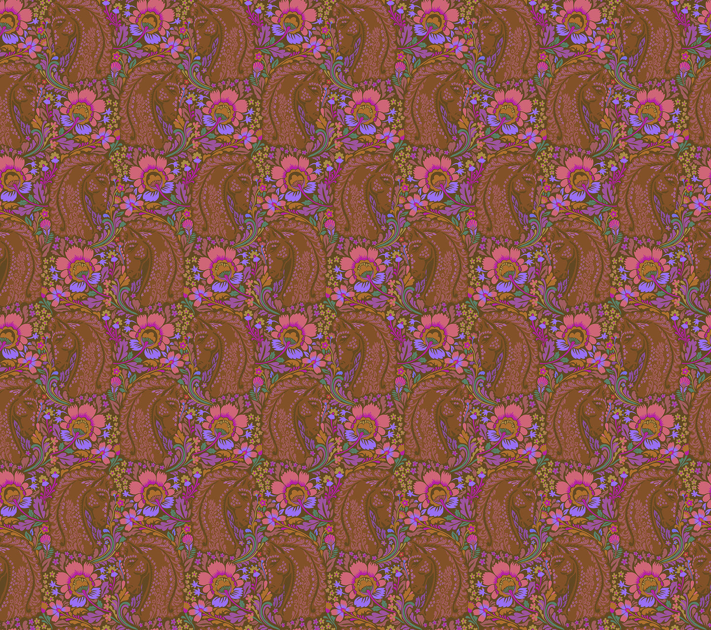 Mane Event in Amber quilting fabric, part of the Mosaic Menagerie fabric collection by Anna Maria Textiles (SKU: AMT192-36V)