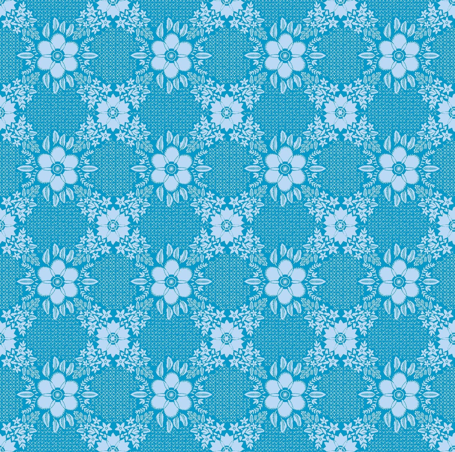 Embroidery in Cerulean quilting fabric, part of the Sunseekers fabric collection by Anna Maria Textiles (SKU: AMT194-62C)