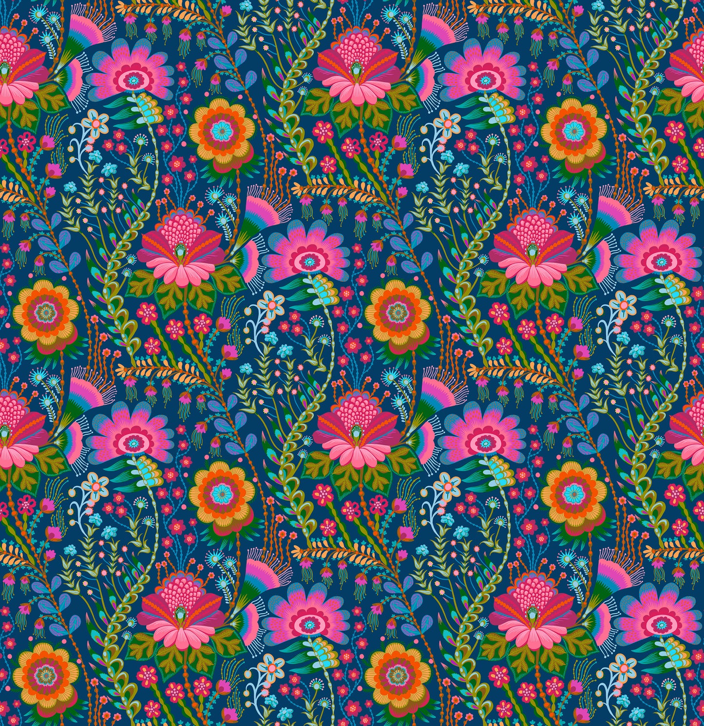 Seeking in Prussian quilting fabric, part of the Sunseekers fabric collection by Anna Maria Textiles (SKU: AMT197-69C)